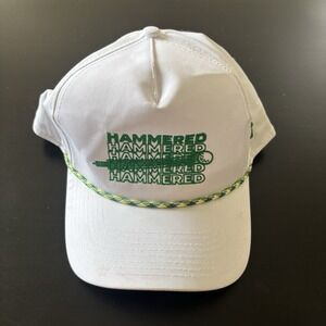 HAMMERED Drive Golf Hat White SnapBack Cap Hat OSFM Green Text Imperial Hats